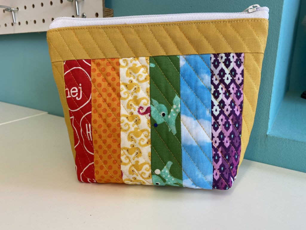 rainbow quilted zipper pouch